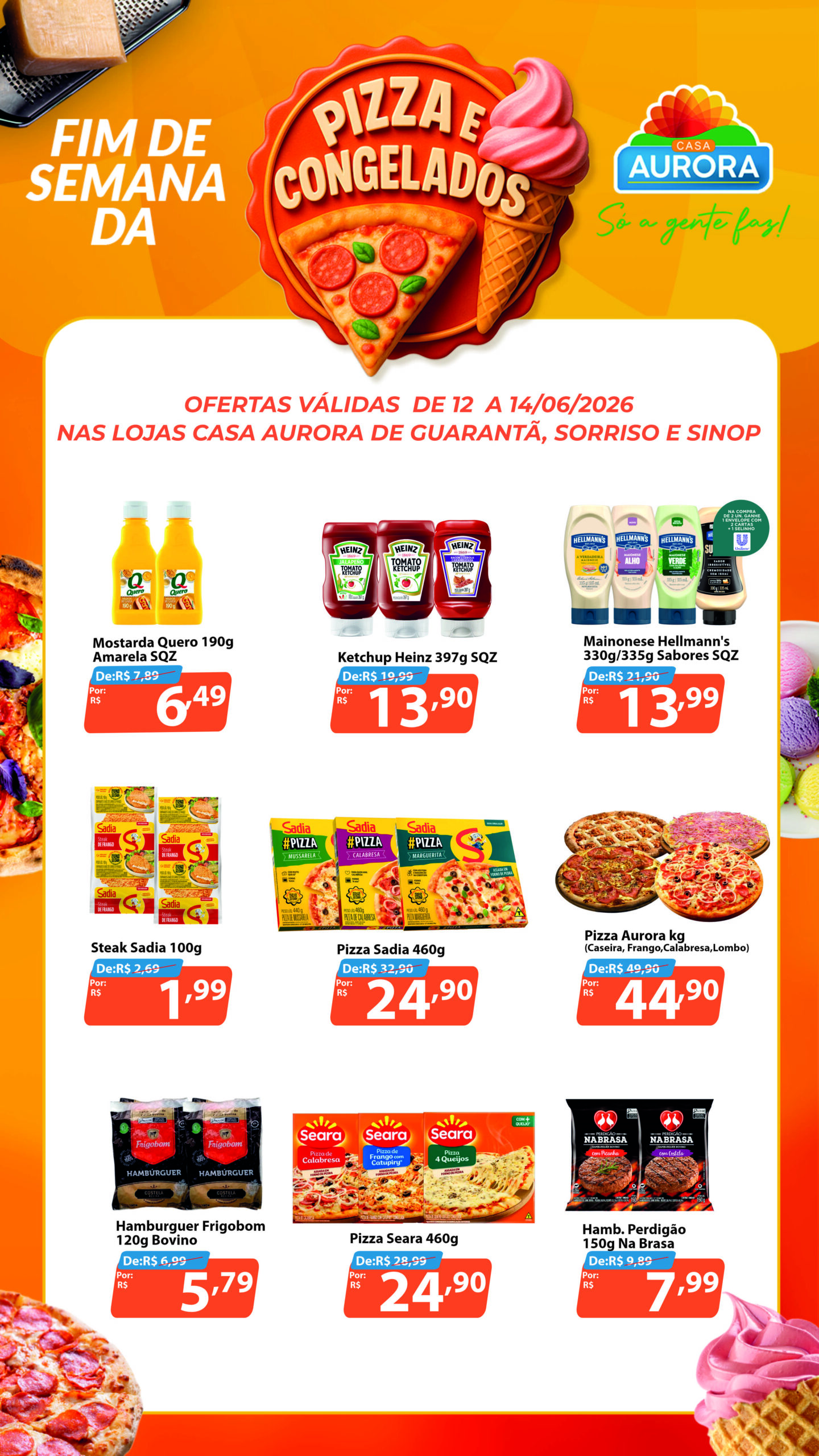 Tira de Ofertas Final semana Pizza Casa Aurora 12 a 14-06-26 Pg1
